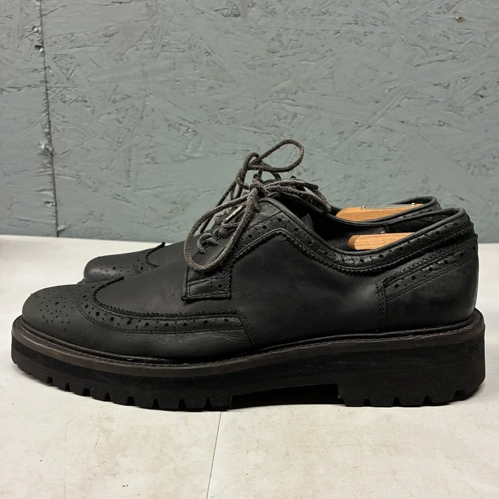 AllSaints Escher Brogues Oxford Shoes Mens 10 Black Wingtip Lug Sole Chunky